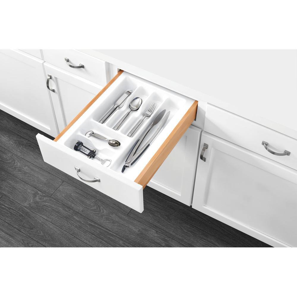 2.375 in. H x 14.25 in. W x 21.25 in. D Medium White Cutlery Tray Drawer Insert - Hercitys