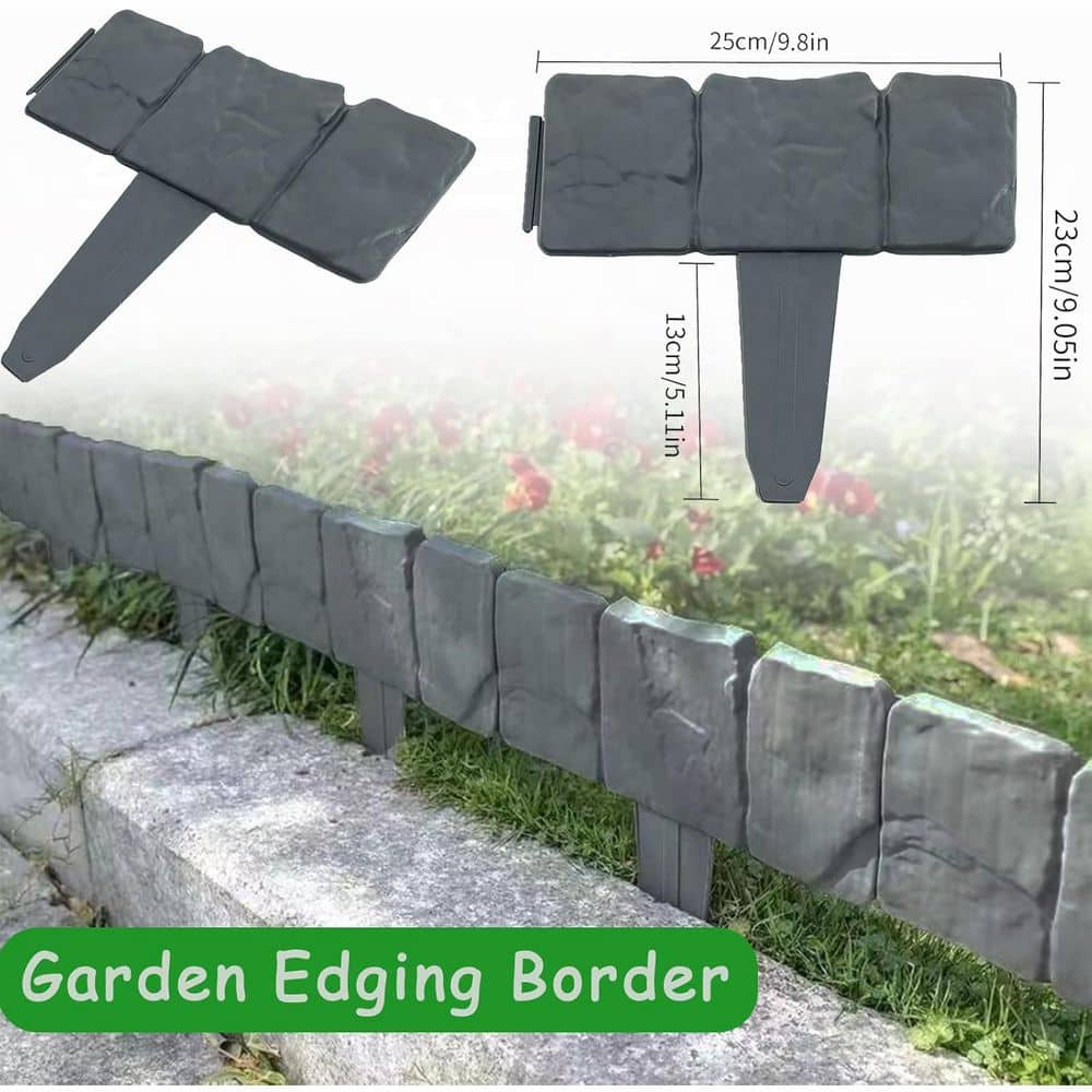 17 ft. x 9 in. Gray No Dig Plastic Landscape Edging for Landscaping, Flower Bed Edging Borders - Hercitys