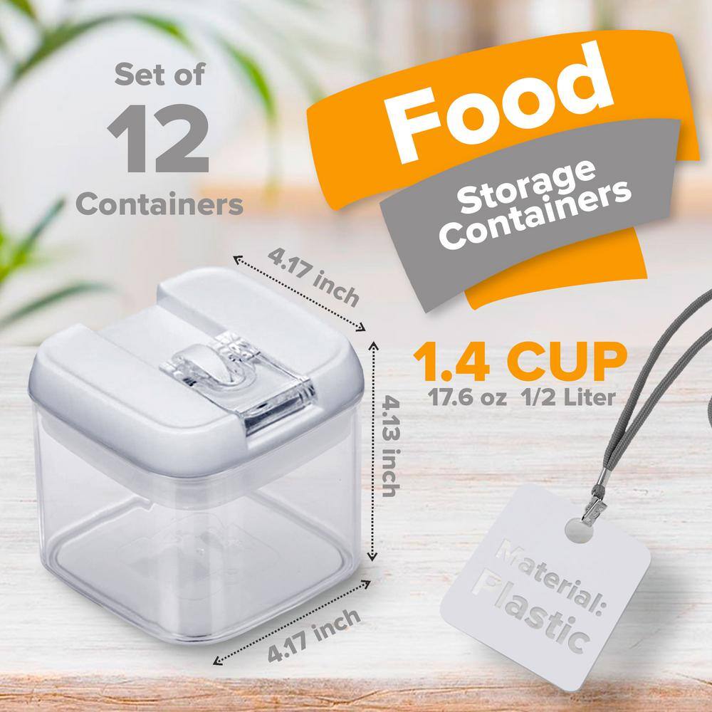 12-Piece Food Storage Plastic Containers 0.5L – White - Hercitys