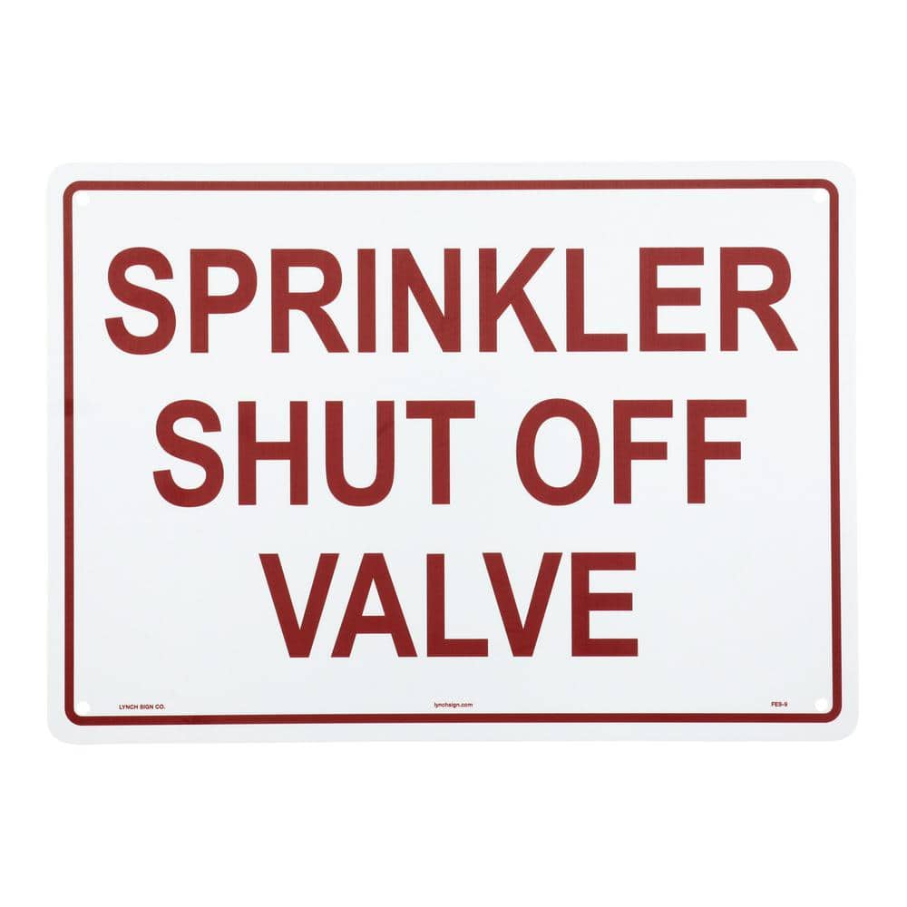 14 in. x 10 in. Sprinkler Shut Off Valve Sign Printed on More Durable, Thicker, Longer Lasting Styrene Plastic - Hercitys