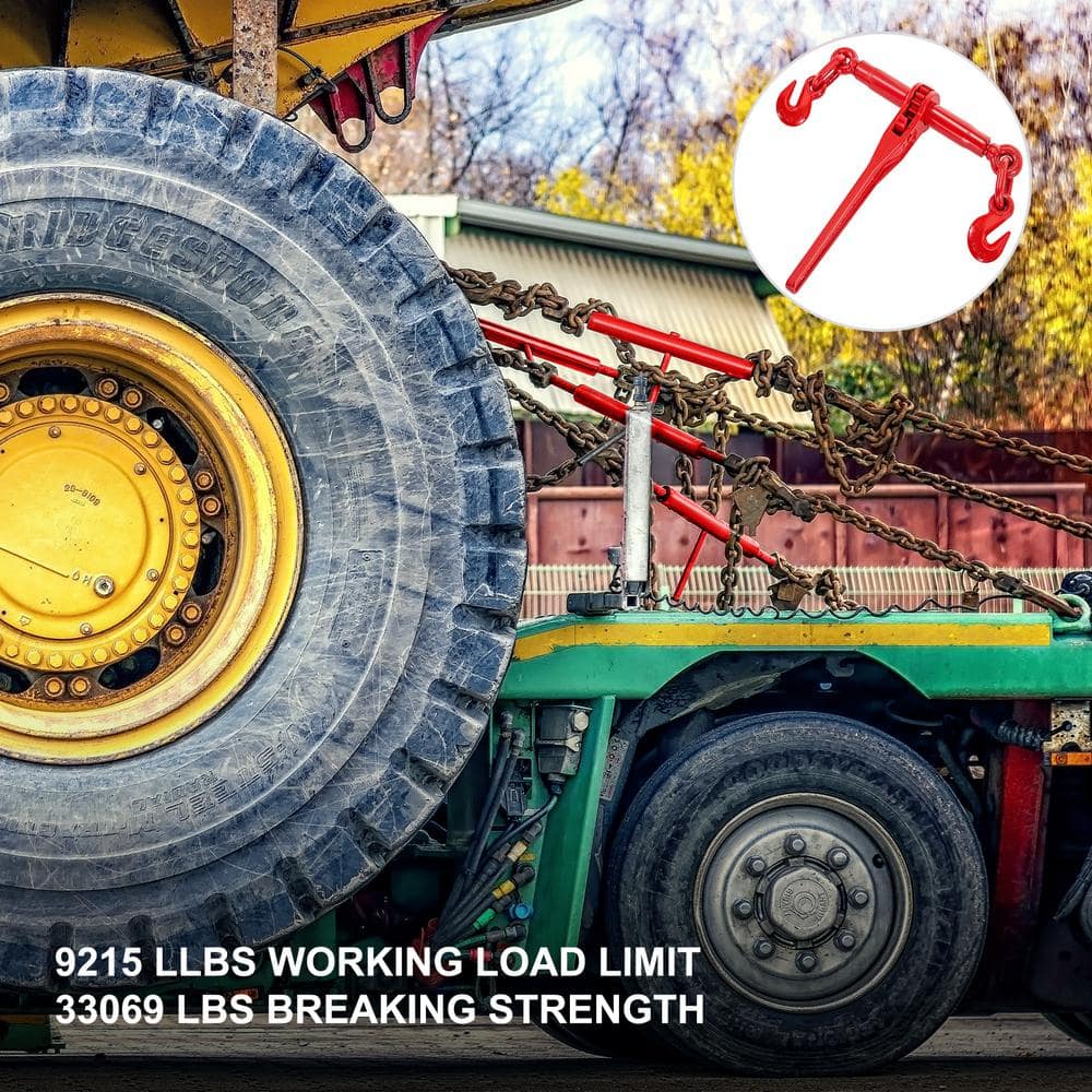 3 /8 in.-1/2 in. Ratchet Binders 9,215 lbs. Secure Working Load, G70 Hooks and Adjustable Length, 2.6 ft., Tow Chain - Hercitys