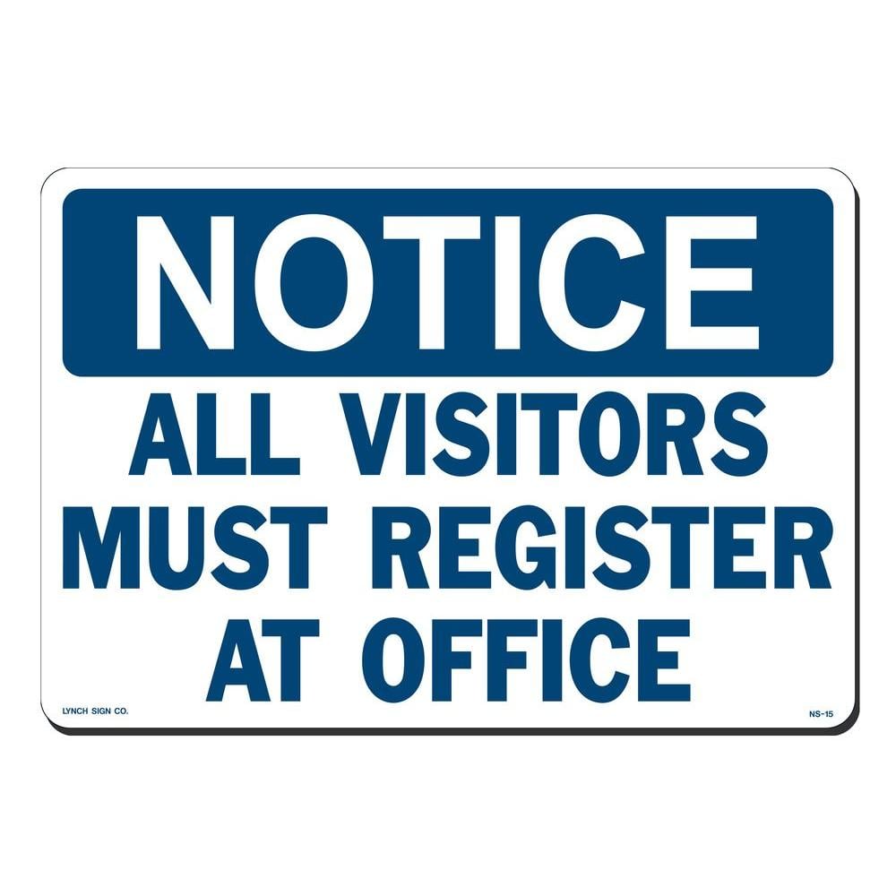 14 in. x 10 in. Notice All Visitors Must Register Sign Printed on More Durable, Thicker, Longer Lasting Styrene Plastic - Hercitys