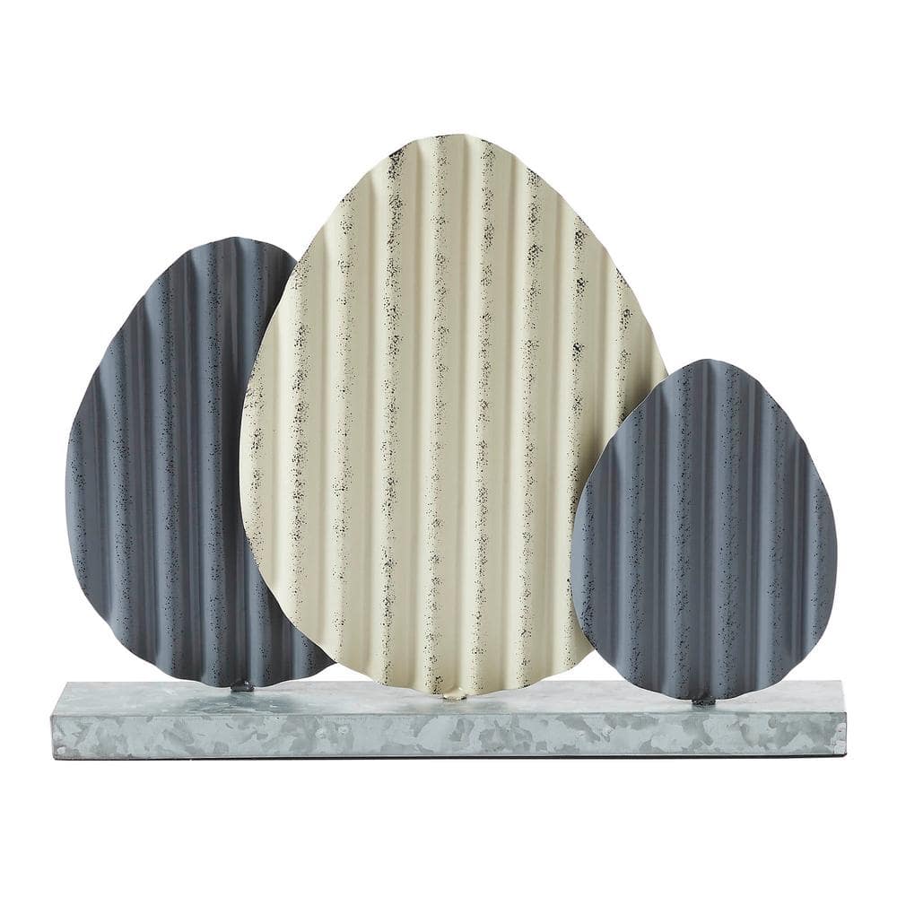 10.75 in. Corrugated Metal Tabletop Easter Eggs on Base - Hercitys