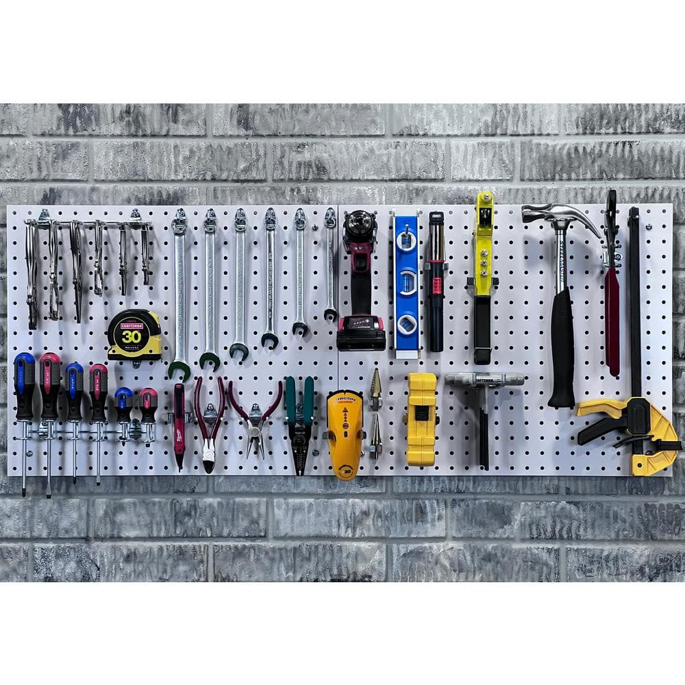 22 in. W x 18 in. H x 1/4 In. D Polypropylene Pegboards (2- Piece) White - Hercitys