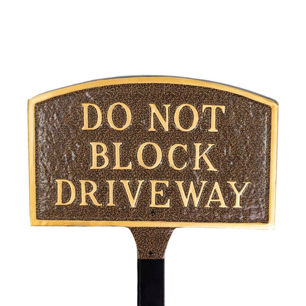 5.5 in. x 9 in. Small Arch Do Not Block Driveway Statement Plaque Sign-Hammered Bronze - Hercitys