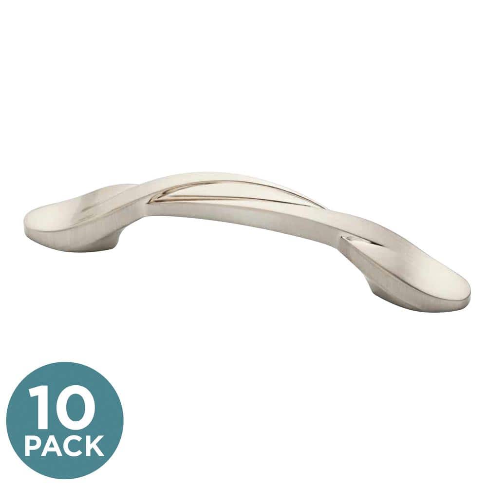 10-Pack Simple Twist 3 in. (76 mm) Classic Satin Nickel Cabinet Drawer Spoon Foot Pulls - Hercitys