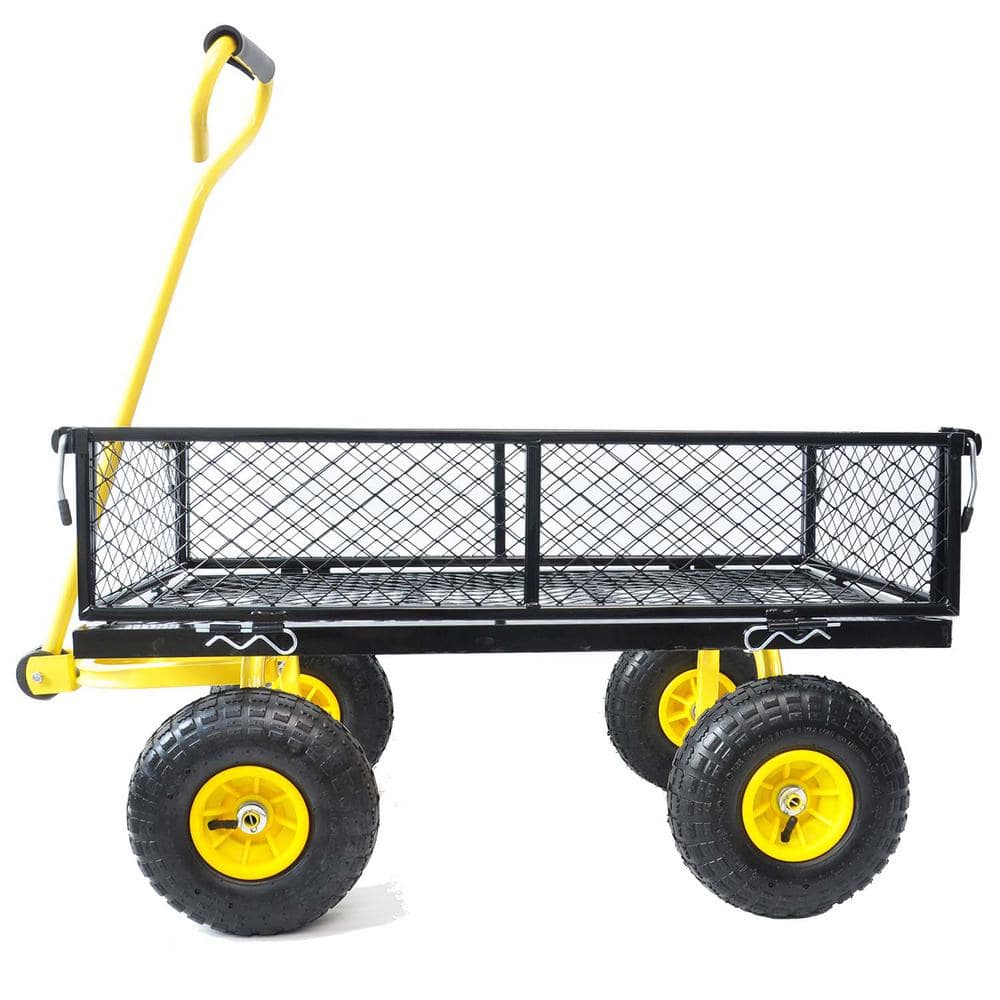 16.7 cu. ft. Metal Convenient and Versatile Garden Cart Effortlessly Transport Firewood and More Wheelbarrow - Hercitys
