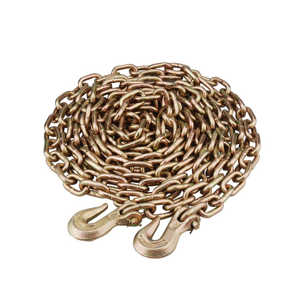 20 ft. Grade 70 Steel Transport Chain with Grab Hooks - Hercitys