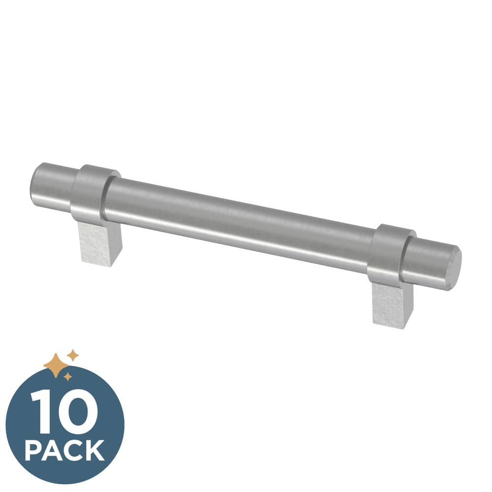 10-Pack Simple Wrapped Bar 3-3/4 in. (96 mm) Classic Cabinet Drawer Pulls in Stainless Steel - Hercitys