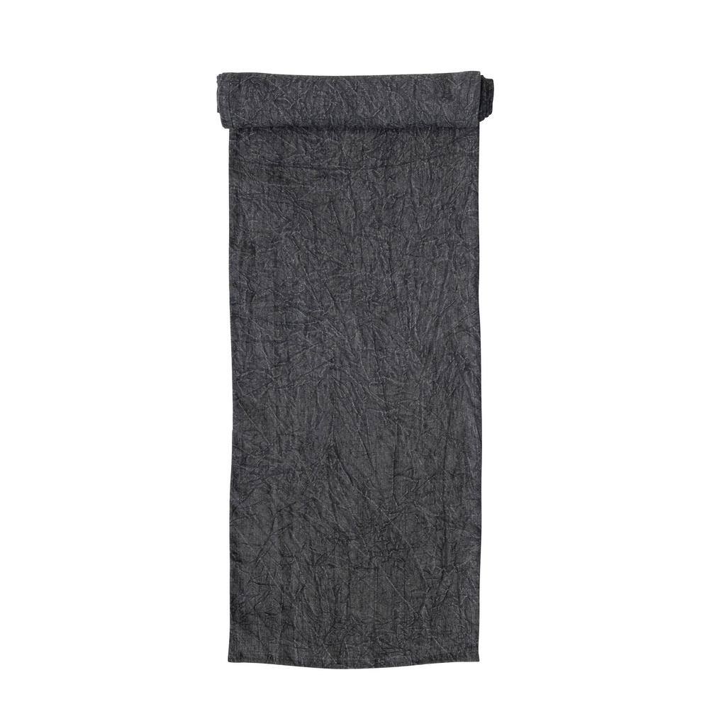 14 in. W x 108 in. L Charcoal Gray Solid Stonewashed Linen Table Runner - Hercitys