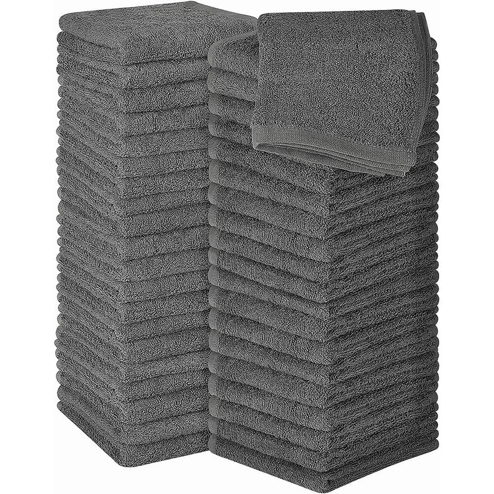 12 in. x 12 in. Gray Microfiber Washcloths (48-Pack) - Hercitys