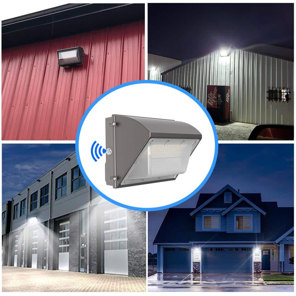 1000-Watt Equivalent Integrated LED Black Dusk to Dawn Wall Pack Light Outdoor Commercial LED Security Light 5000K White - Hercitys