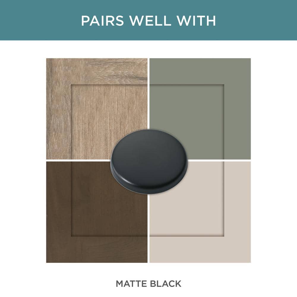 (10-Pack) Round Layered Backplate 1 in. (25 mm) Modern Matte Black Round Cabinet Knobs - Hercitys