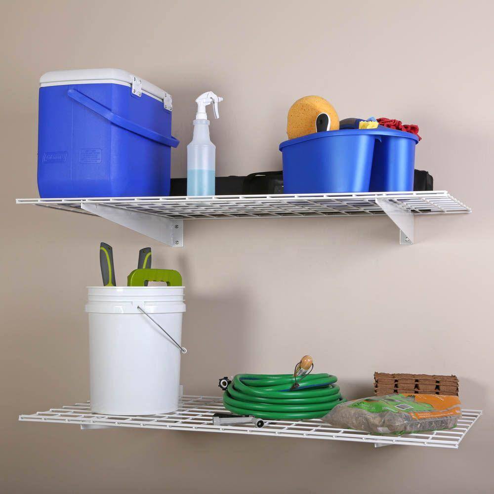 2-Shelf 48 in. W Wire Garage Wall Storage System in White - Hercitys