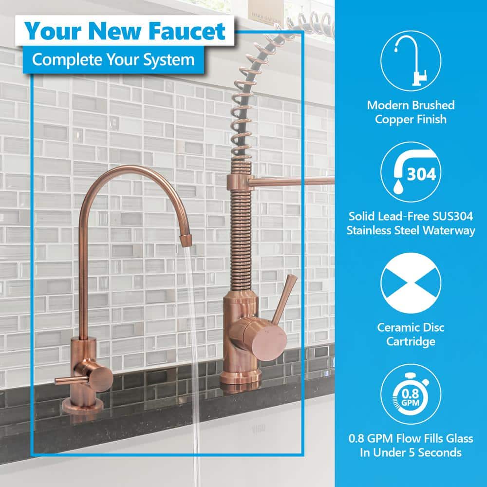 100% Lead-Free Drinking Water Faucet with Modern Water Filter Faucet Brushed Copper Faucet in Stainless Steel - Hercitys