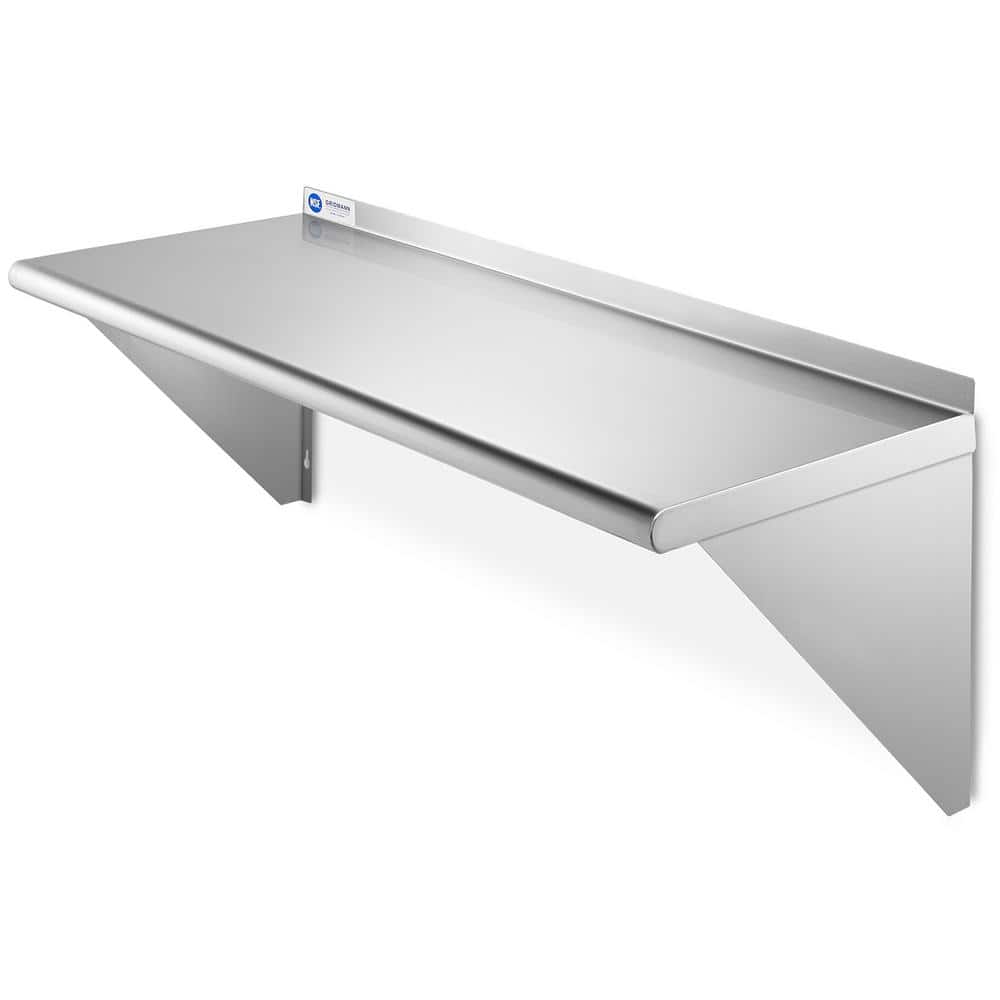 18 in. x 48 in. x 18.5 in. Stainless Steel Wall-Mount Garage Wall Shelf with Brackets - Hercitys