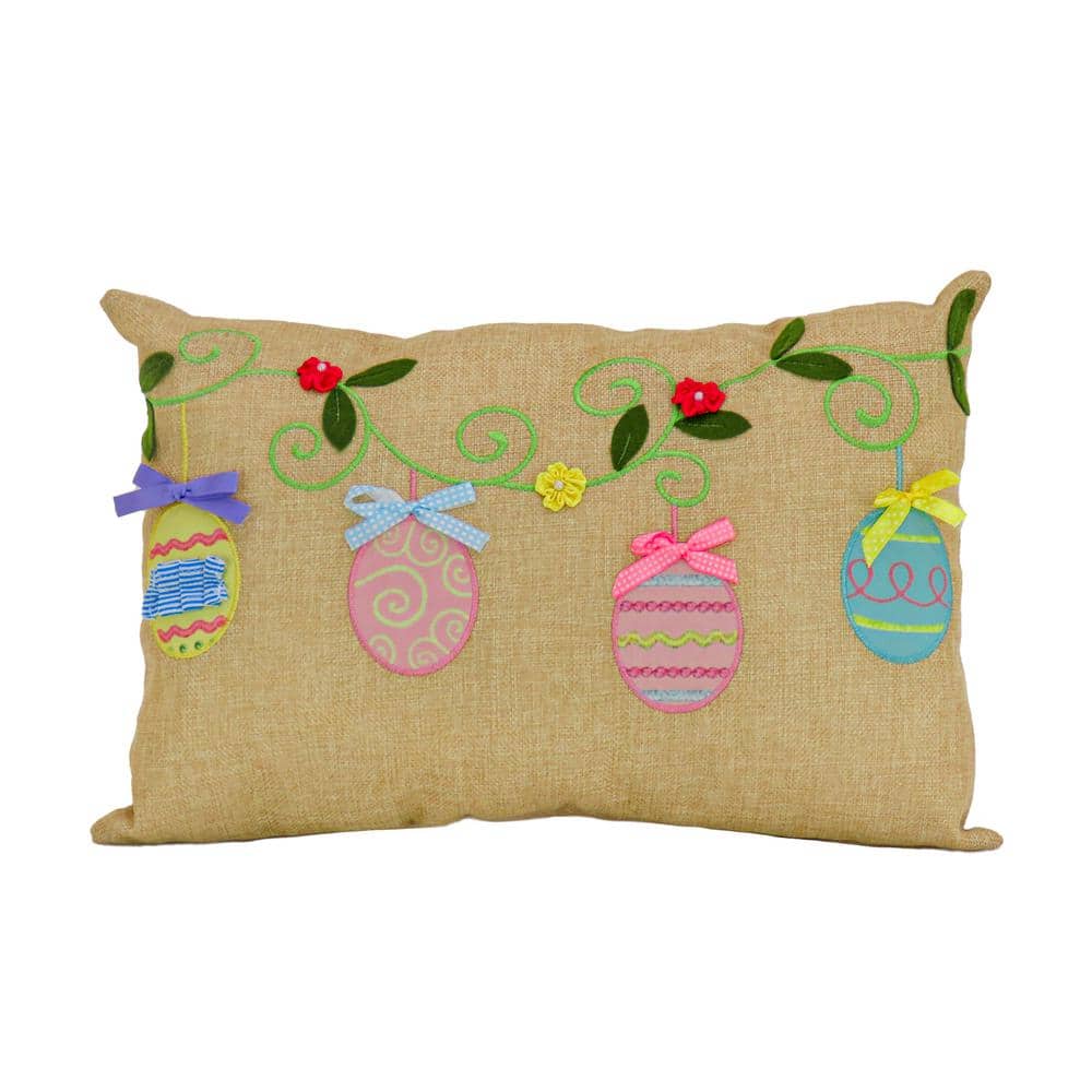 18 in.x 10 in. Decorated Eggs Easter Pillow - Hercitys
