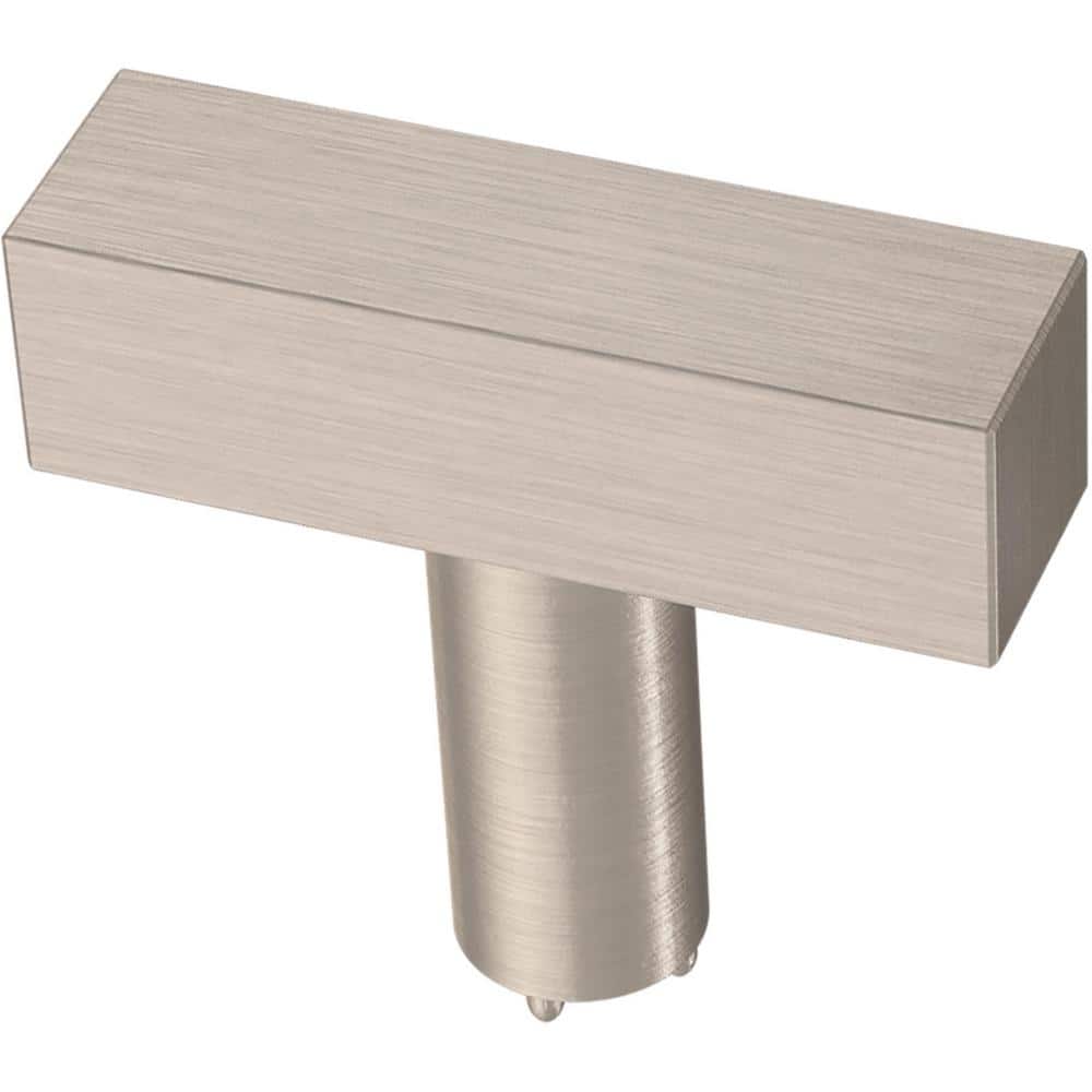 (10-Pack) Simple Square Bar 1-1/4 in. (32 mm) Modern Stainless Steel T-Shaped Bar Cabinet Knobs - Hercitys