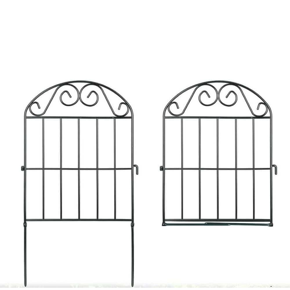 24 Panels Metal Decorative Garden Fence 26 ft. L x 24 in. H Black Rustproof Wire Panel Border for Dogs Rabbits - Hercitys