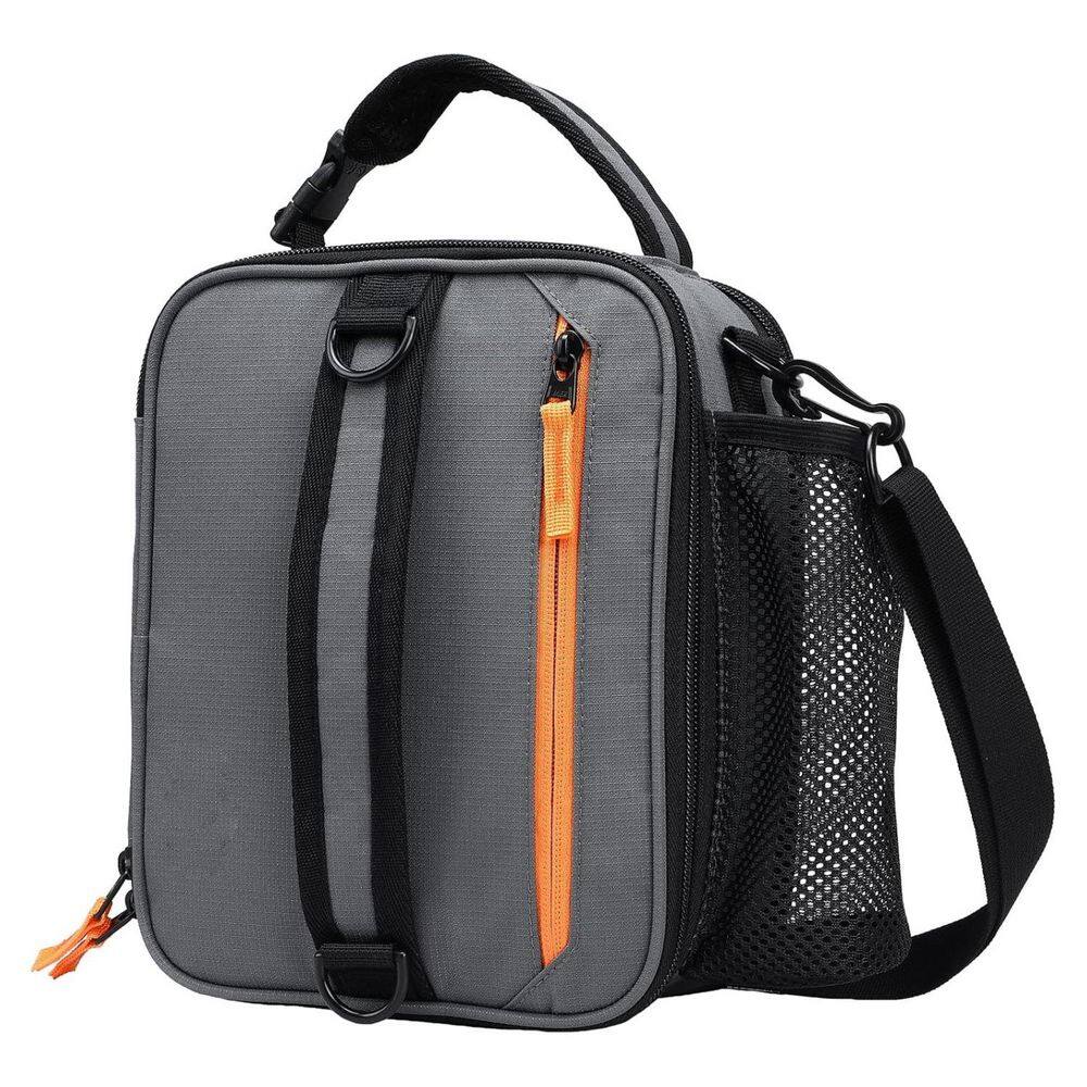 10 qt. Expandable Insulated Lunch Bag Cooler with Shoulder Strap and Water Bottle Holder, Leakproof in Grey/Orange - Hercitys