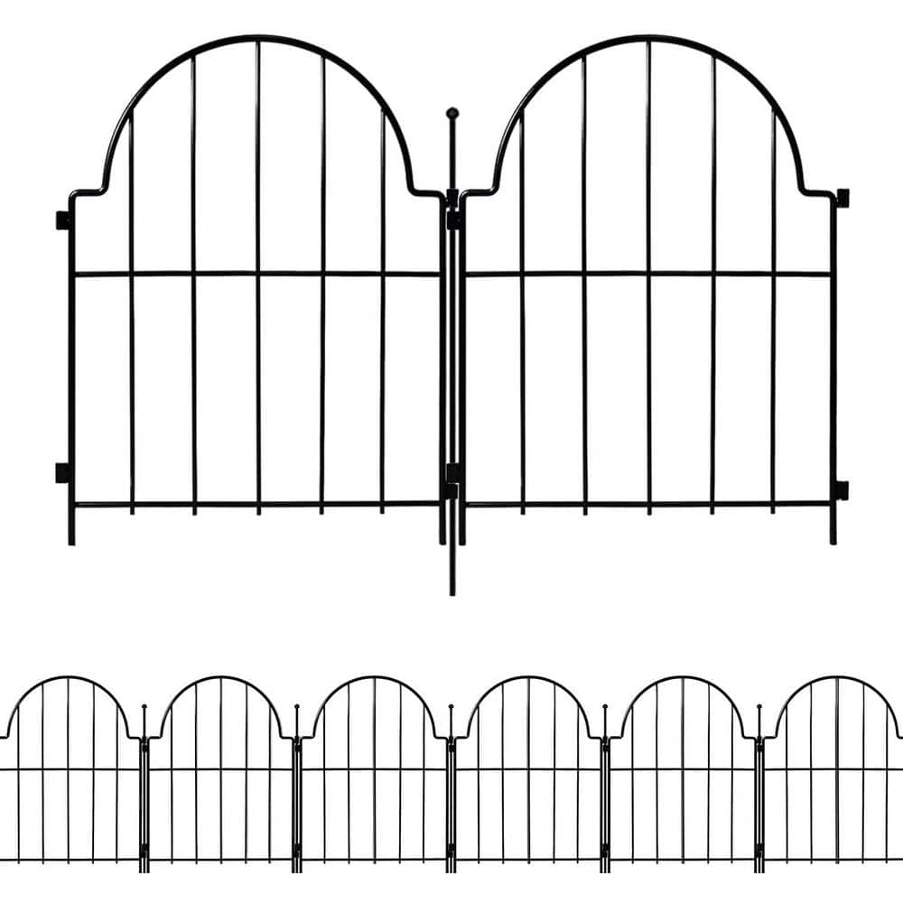 22 in. Iron Garden Fence Panels No-Dig Decorative Animal Barrier Edging 21 ft. for Yard Patio Lawn 19-Pack - Hercitys