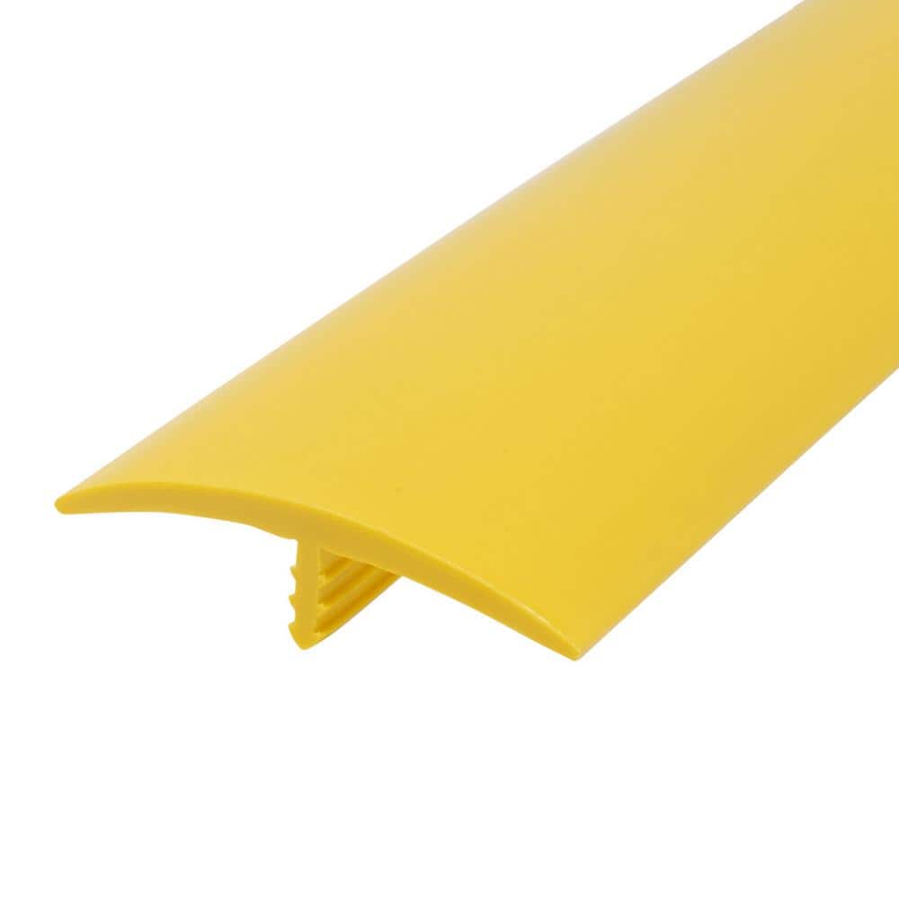1-1/2 in. Yellow Flexible Polyethylene Center Barb Hobbyist Pack Bumper Tee Moulding Edging 12 ft. long Coil - Hercitys