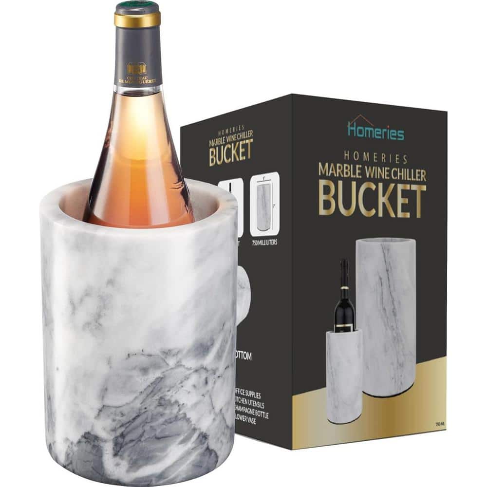 0.79 Qt. Marble Wine Chiller-1-Bottle Capacity-White-Stone-Kitchen Cooler - Hercitys