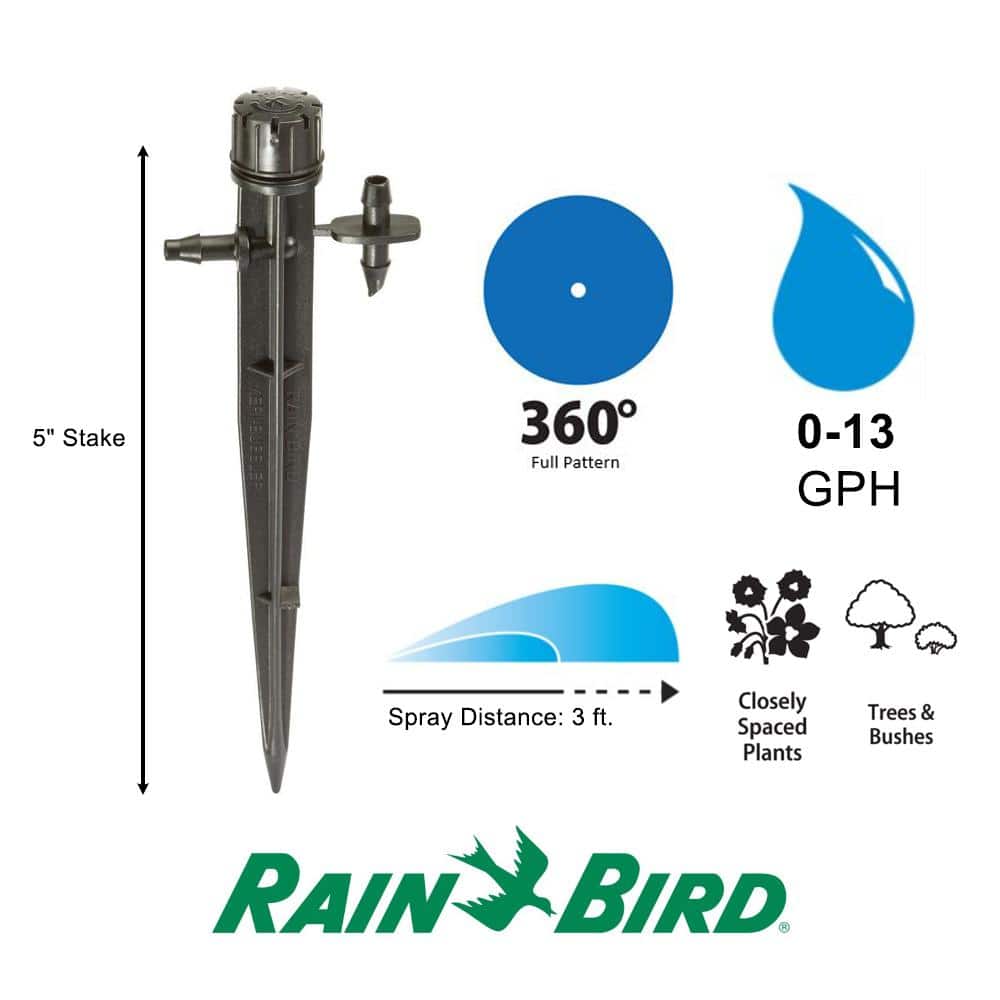 0-13 GPH Full Circle Pattern Micro Bubblers on Stake (20-Pack) - Hercitys