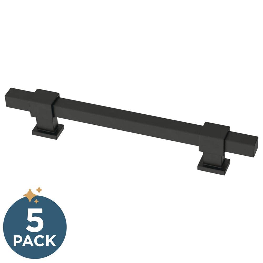 5-Pack Square Bar Adjusta-Pull Adjustable 1-3/8 to 5-6/15 (35-160 mm) Modern Matte Black Cabinet Drawer Pulls - Hercitys