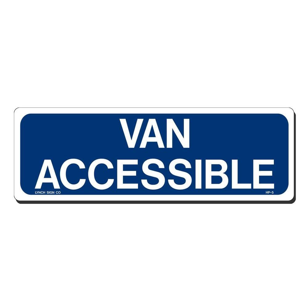 12 in. x 4 in. Blue on White Aluminum Van Accessible Sign - Hercitys