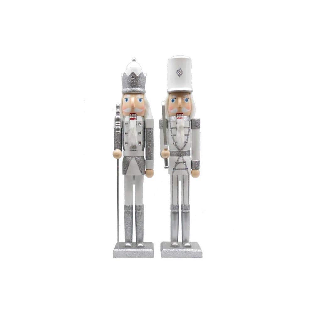 24 in. White And Silver Nutcracker (Set Of 2) - Hercitys