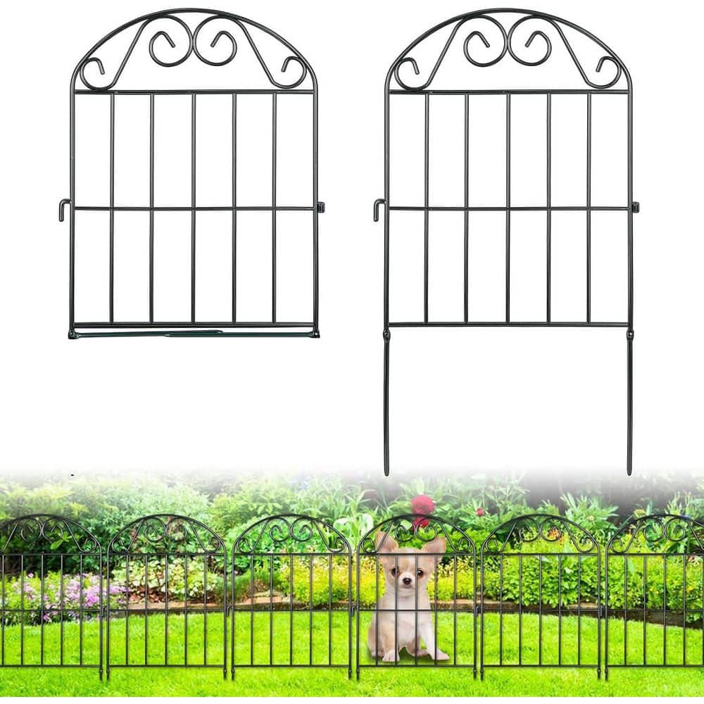 13 in. L x 24 in. H 20-Panels Rustproof Metal Garden Fence, Animal Barrier Collapsible Wire Panel Border in Black - Hercitys