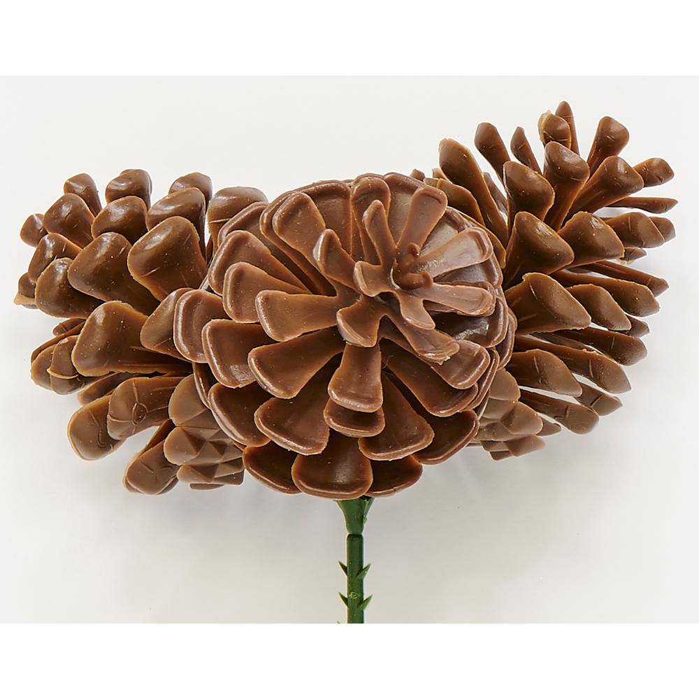 2.3 in. Plastic Pine Cone x 3 on a Christmas Wreath Pick Arrangement, Set of 12 - Hercitys
