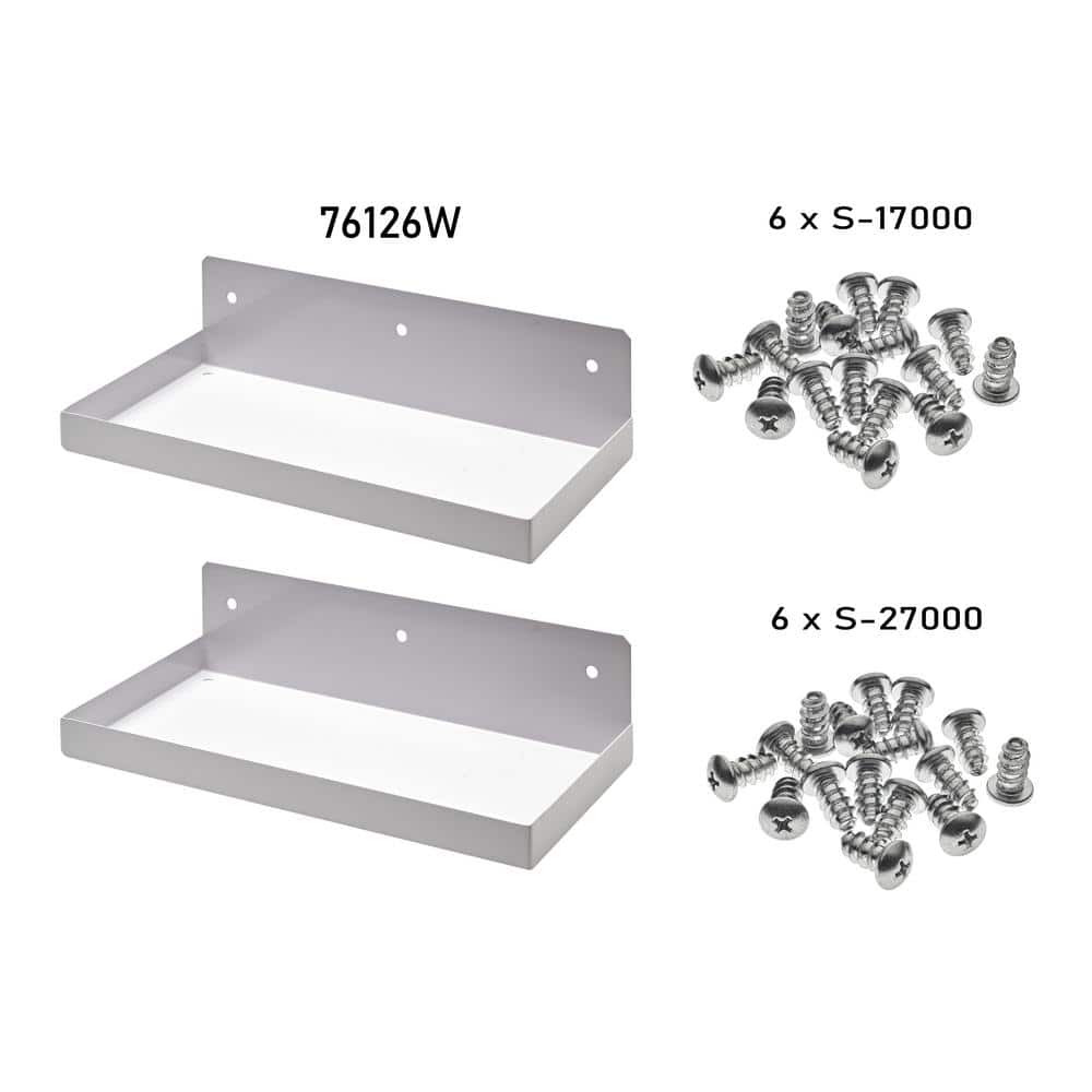 12 in. W x 6 in. D Epoxy Coated Steel Shelf for DuraBoard in White (2-Pack) - Hercitys