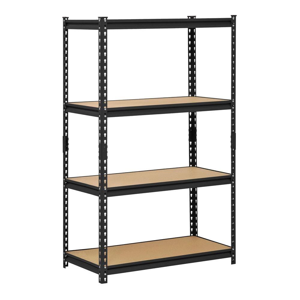 4-Tier Heavy Duty Steel Garage Storage Shelving Unit in Black (36 in. W x 60 in. H x 18 in. D) - Hercitys