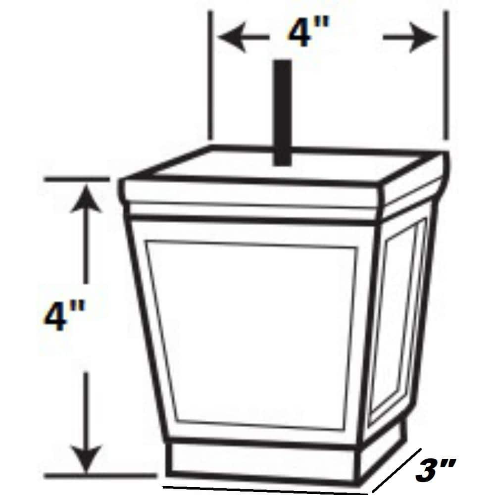 4 in. x 4 in. Unfinished Solid Hardwood Square Bun Foot - Hercitys