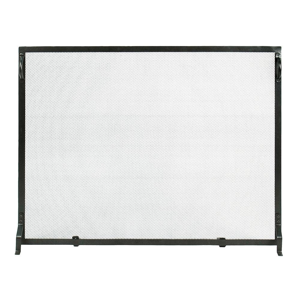 38 in. L Matte Black 1-Panel Plain By Design Flat Fireplace Screen - Hercitys