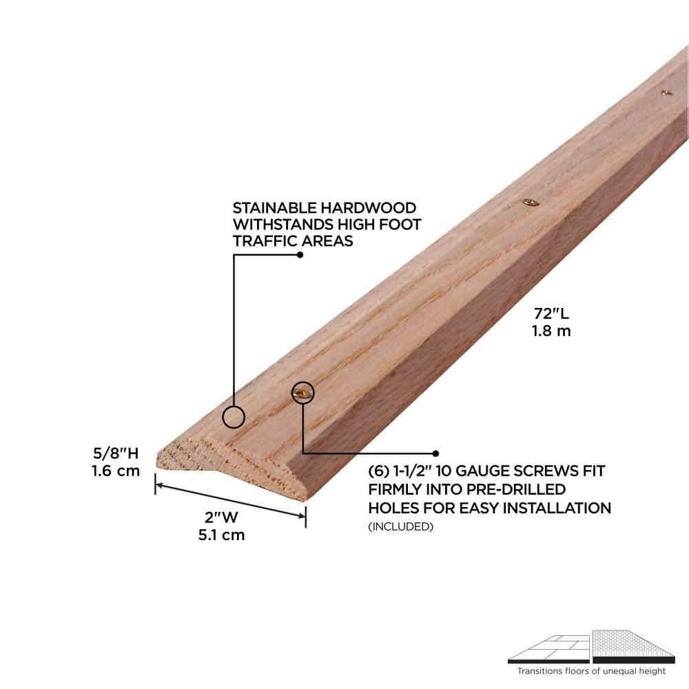 2″X 72″ UNFINISHED HARDWOOD Transition Strip CARPET TRIM W/SCREWS - Hercitys