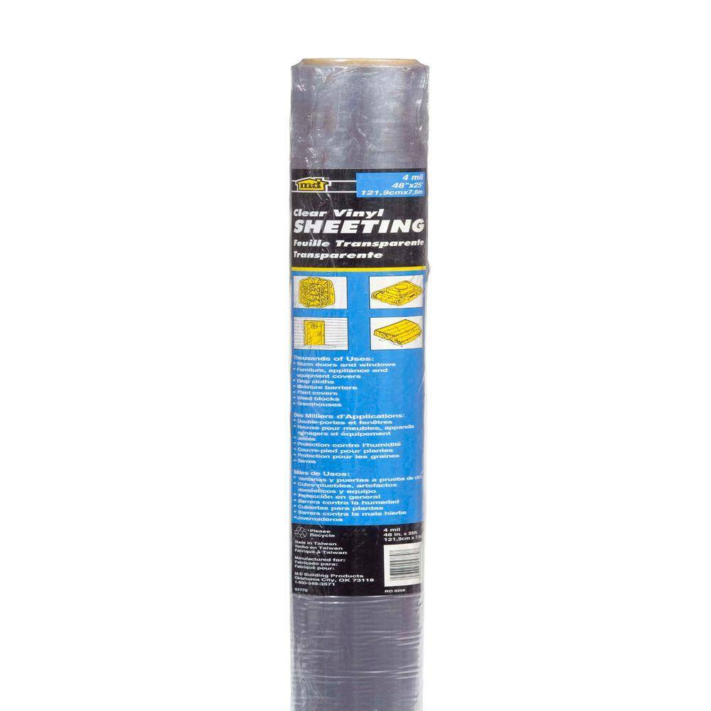 48 in. x 25 ft. 4 Mil Clear Vinyl Sheeting Weatherstrip Adhesive - Hercitys