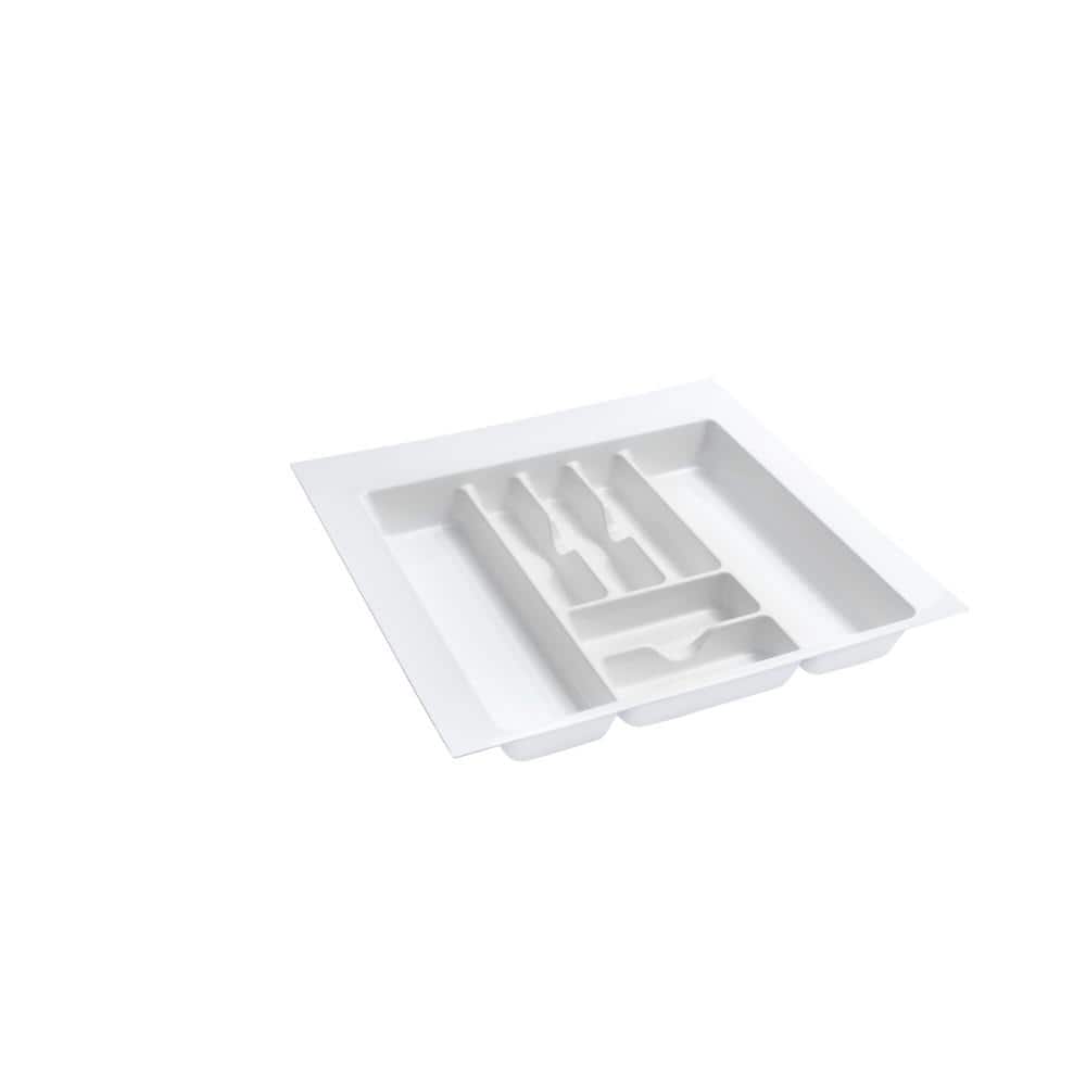 2.38 in. H x 21.87 in. W x 21.25 in. D Extra Large Glossy White Cutlery Tray Drawer Insert - Hercitys