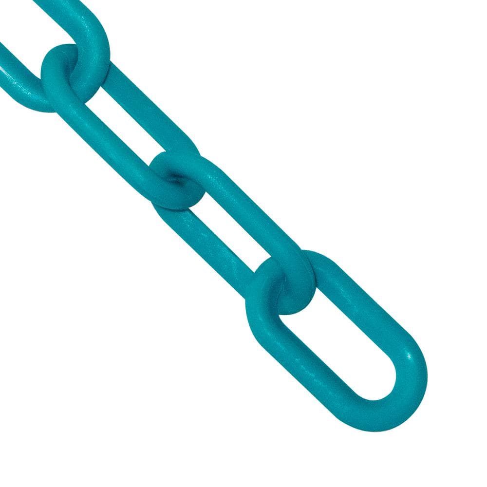 1.5 in. (#6,38 mm) x 100 ft. Turquoise Plastic Barrier Chain - Hercitys