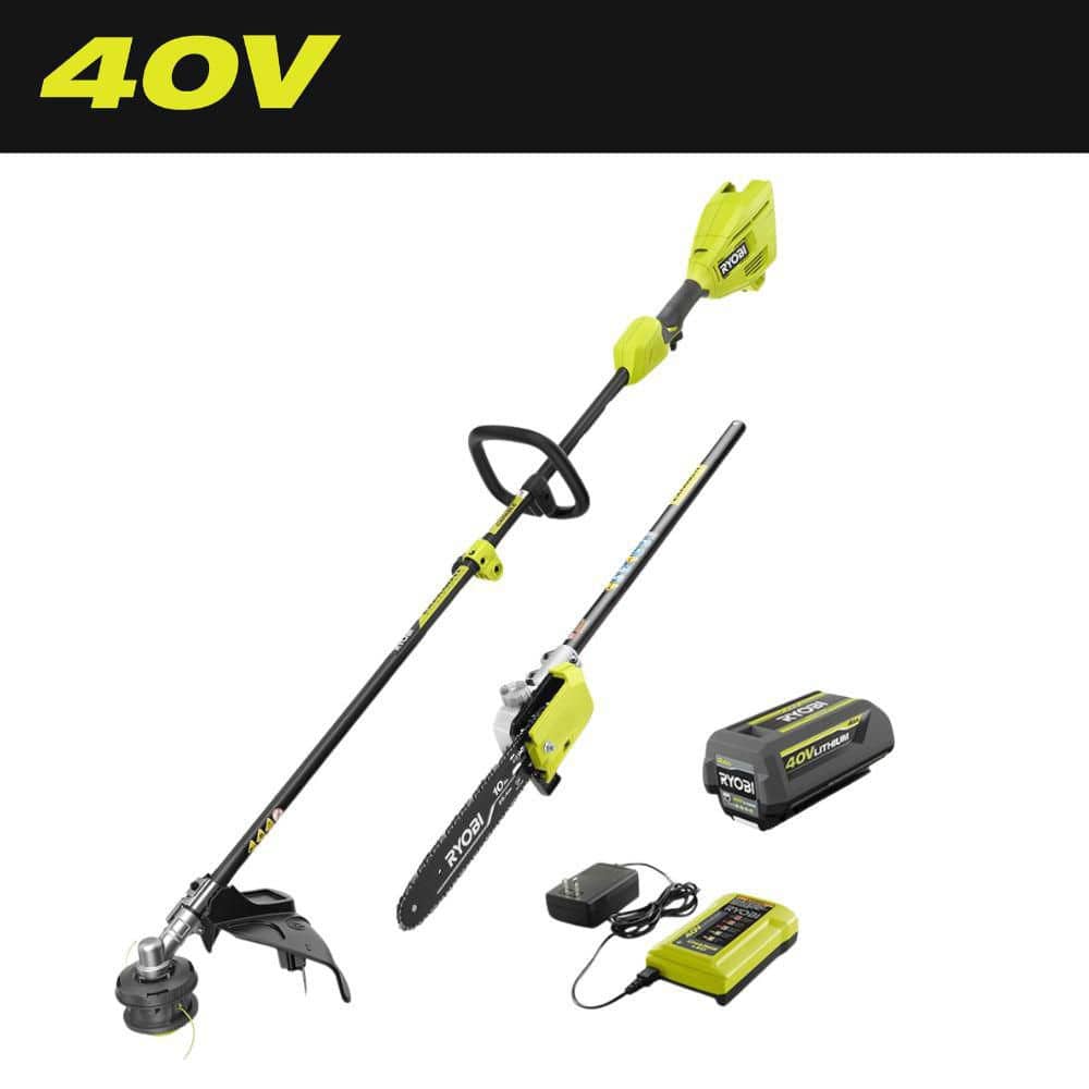 40V 15 in. Expand-It Cordless Battery Attachment Capable String Trimmer & Pole Saw with 4.0 Ah Battery and Charger - Hercitys