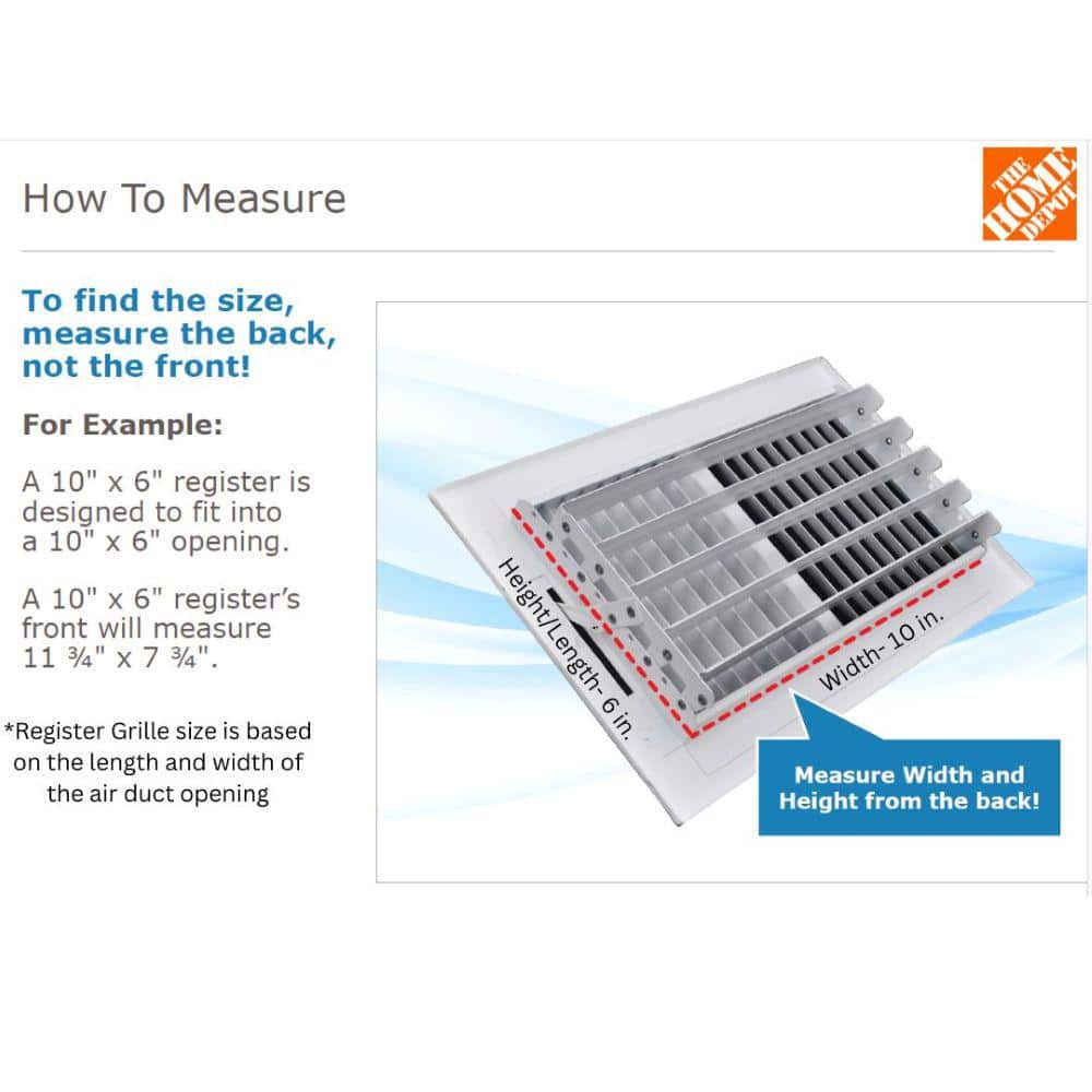 12 in. x 6 in. 1-Way Aluminum Adjustable Wall/Ceiling Register in White - Hercitys