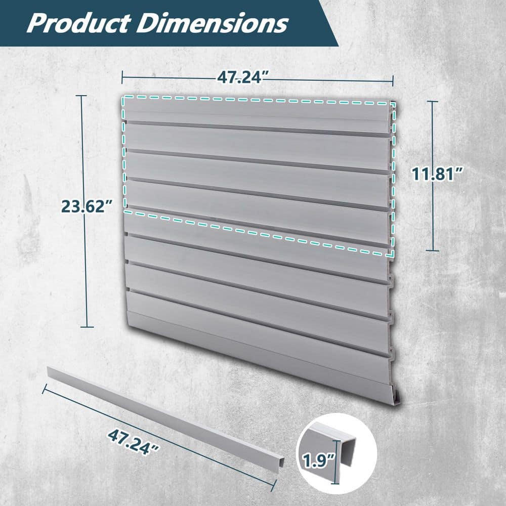 23.62 in. H x 47.24 in. W PVC Slatwall Panels Kit in Gray Pegboard Wall Organizer (32-Pack) - Hercitys