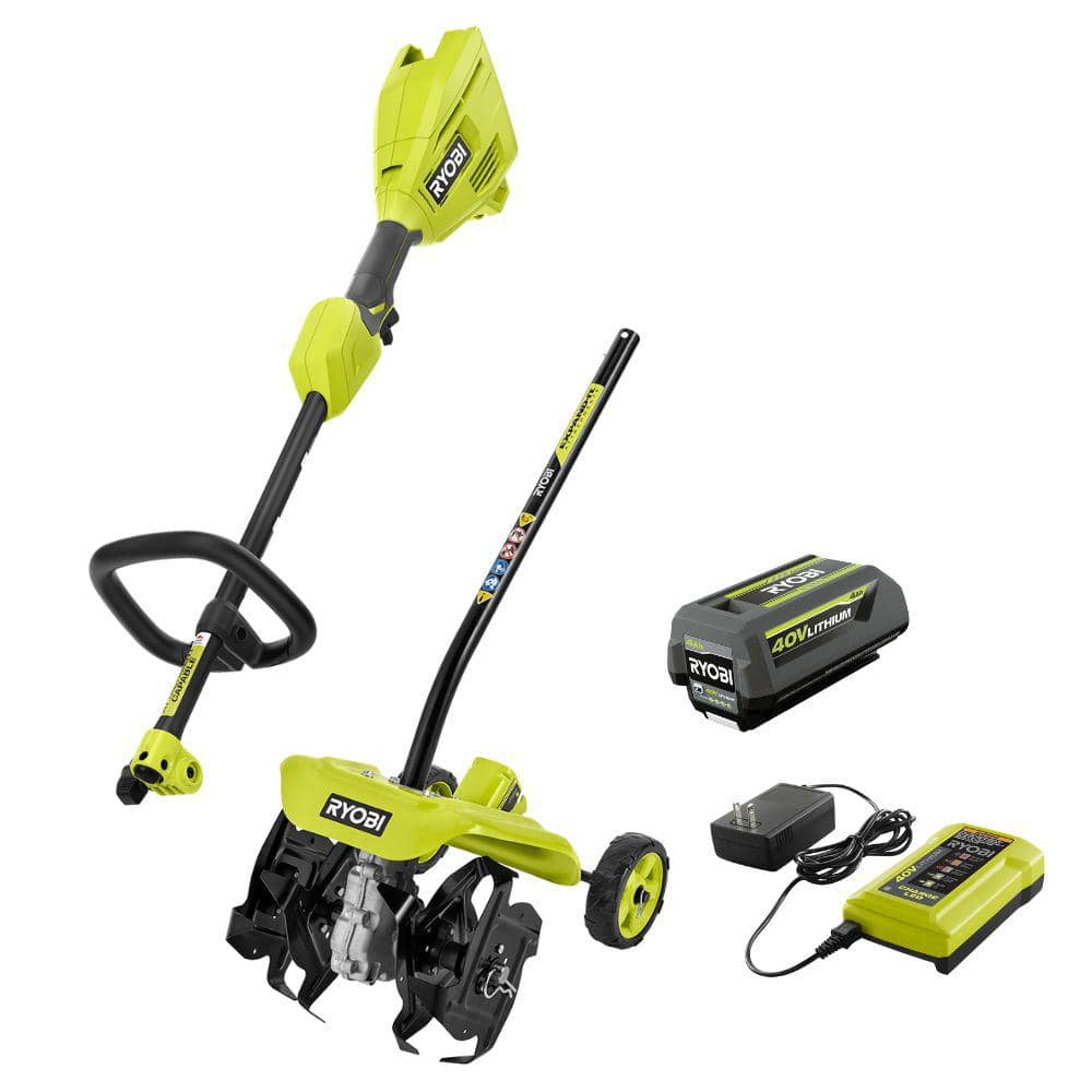 40V Expand-It Cordless Battery Attachment Capable Powerhead Kit & Tiller with 4.0 Ah Battery and Charger - Hercitys