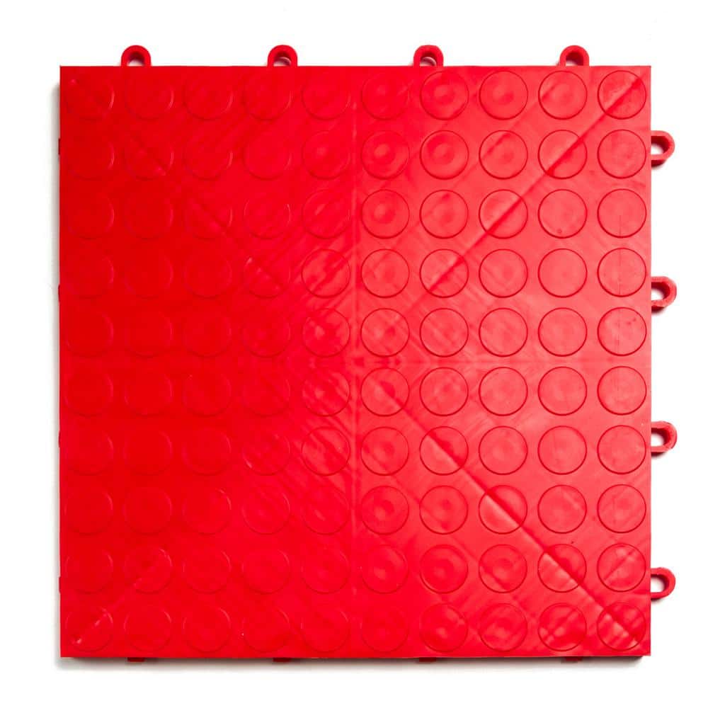 12 in. x 12 in. Coin Red Modular Tile Garage Flooring (24-Pack) - Hercitys