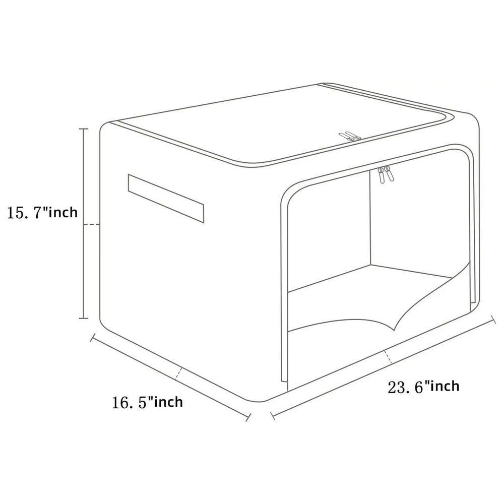 100 Qt. Linen Clothes Storage Bin with Lid in Beige (3-box) - Hercitys