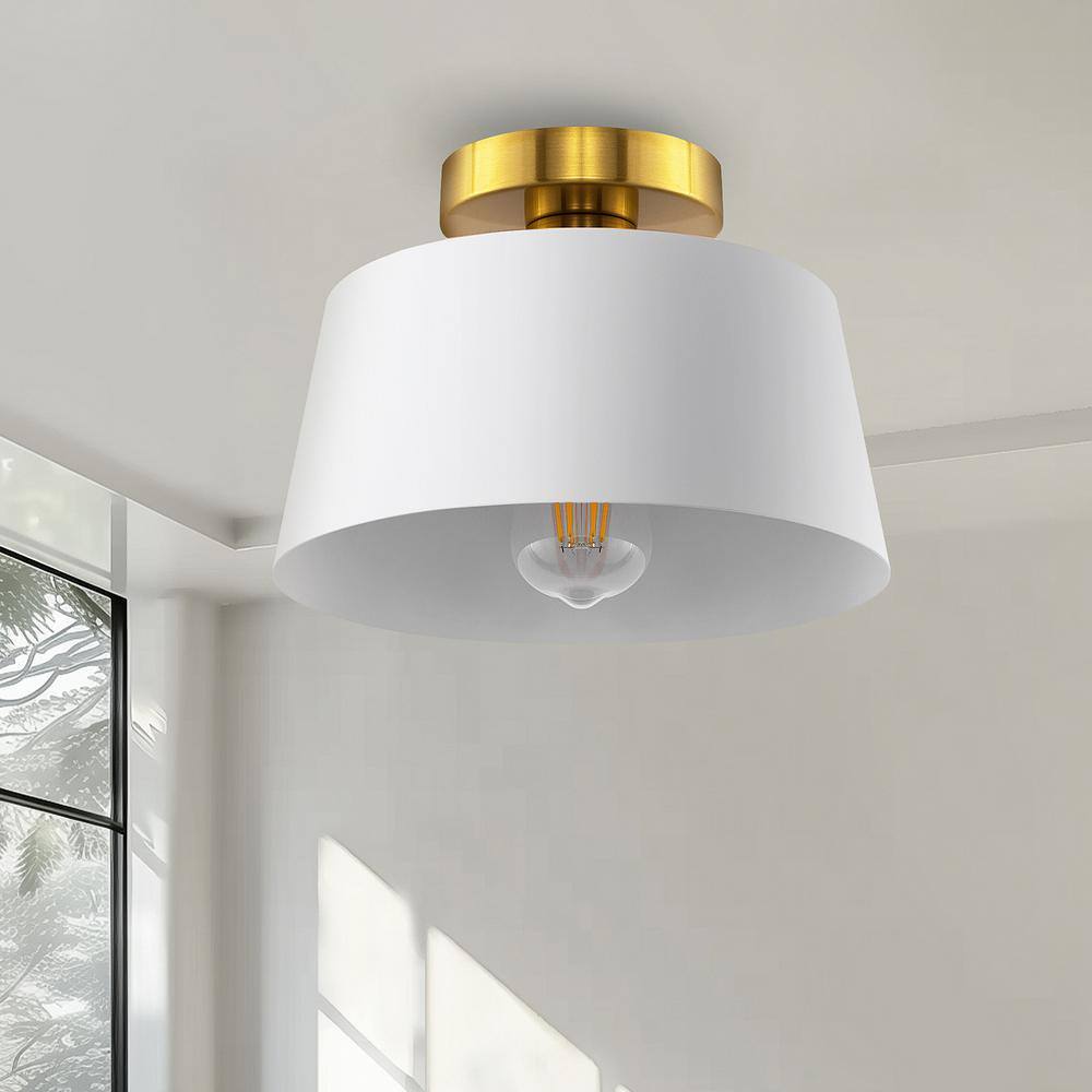 10 in. 1-Light White Bell Semi-Flush Mount for Foyer, Kitchen, E26 Base (2-Pack) - Hercitys