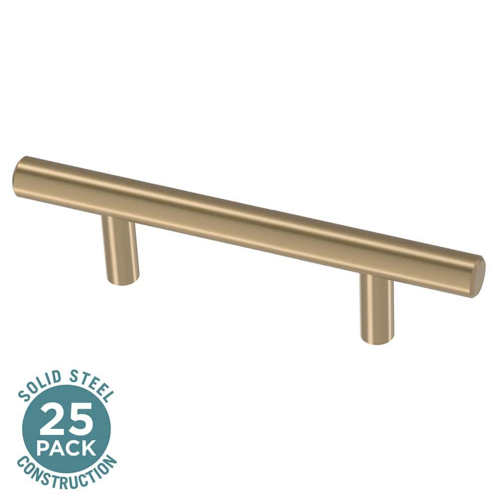 25-Pack Solid Bar 3 in. (76 mm) Modern Champagne Bronze Cabinet Drawer Bar Pulls - Hercitys