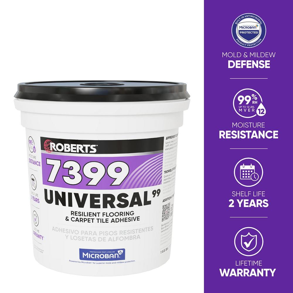 1 Gal. (4 qt.) 8-10 Hour Dry Time Universal Resilient Flooring and Carpet Tile Floor Adhesive in Off White - Hercitys